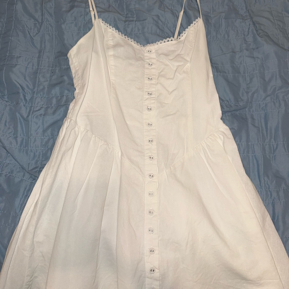 Princess Polly White Button-Front Spaghetti Strap Dress